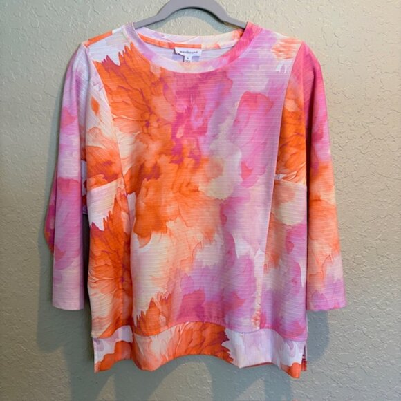 Westbound Tops - Westbound Womens Shirt Watercolor Dolman Sleeve S Pullover Top Textured Knit NWT